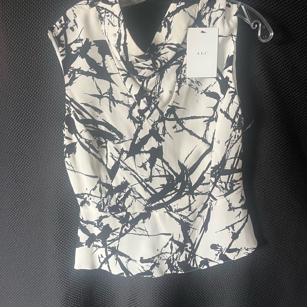 A.L.C. Abstract Black and White Blouse